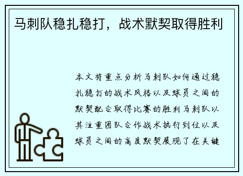 马刺队稳扎稳打，战术默契取得胜利